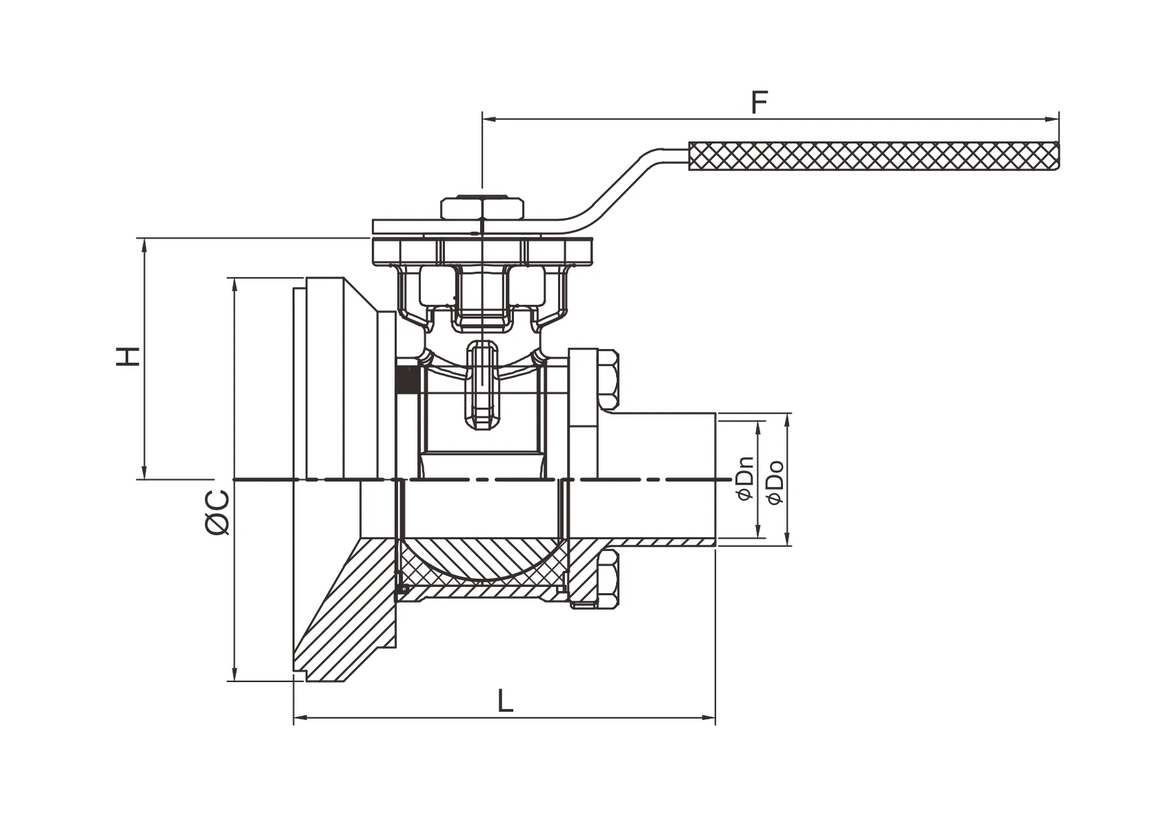 Сварной шаровой кран донный (размер 2")