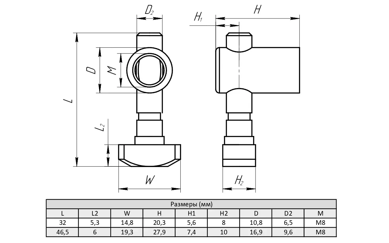 Быстрый соединитель встроенного типа для алюминиевых профилей М8, паз 8, угол 90 градусов, ALF-FCM8-8/90