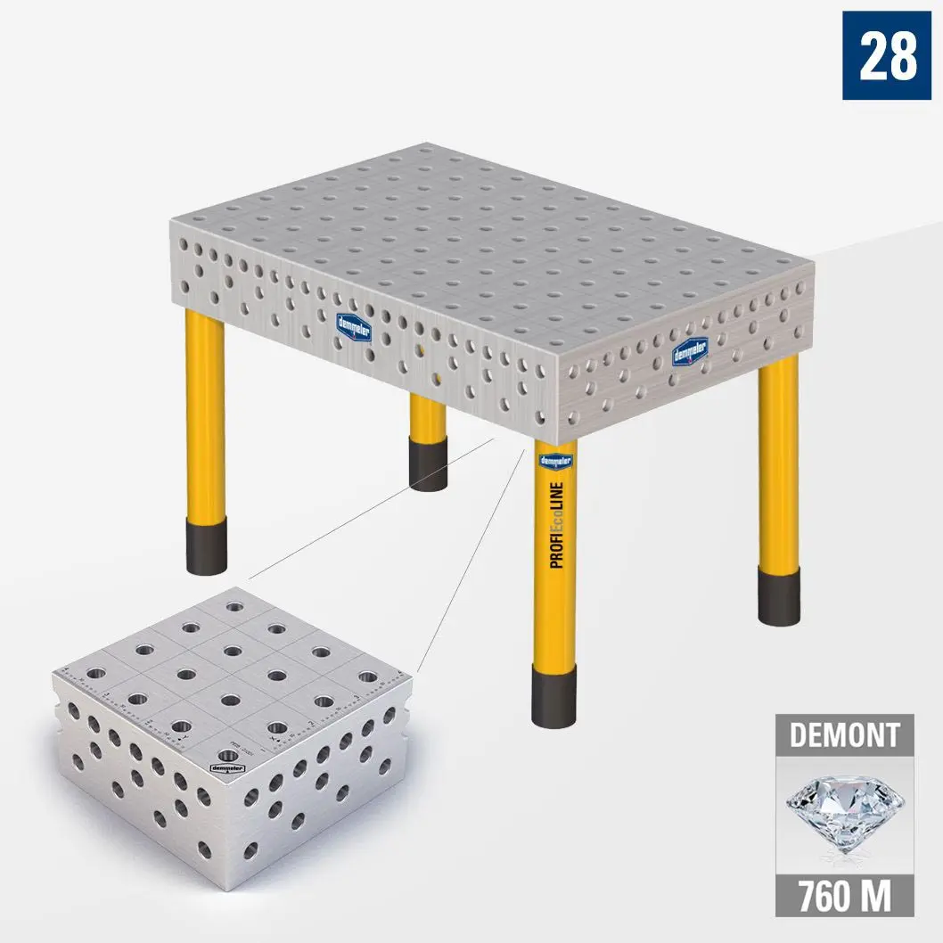 3D Сварочный стол PE28 1200х800 Азотированный DEMONT 760 M Со стандартными опорами PE28-11019-011