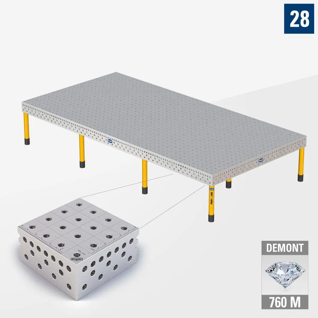 3D Сварочный стол PE28 4800х2400 Азотированный DEMONT 760 M Со стандартными опорами PE28-11085-011