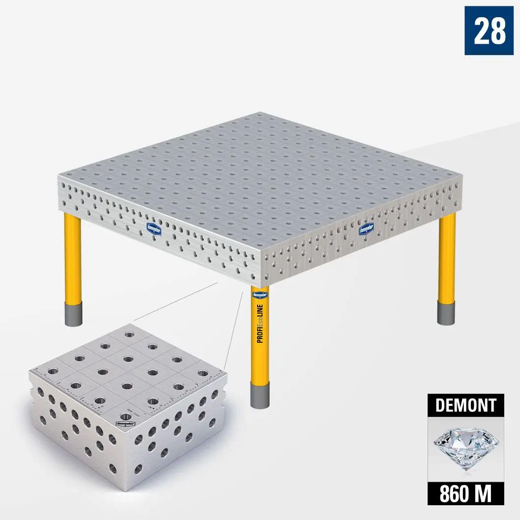 3D Сварочный стол PE28 1500х1500 Азотированный DEMONT 860 M Со стандартными опорами PE28-01031-021