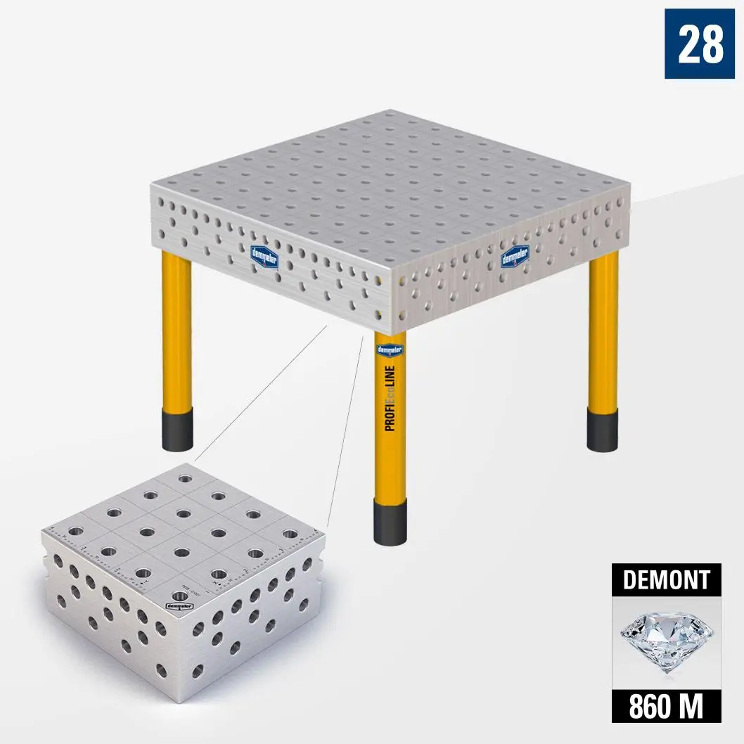3D Сварочный стол PE28 1000х1000 Азотированный DEMONT 860 M Со стандартными опорами PE28-01001-021