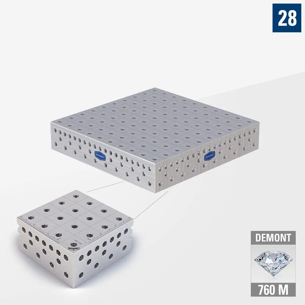 3D Сварочный стол PE28 1000х1000 Азотированный DEMONT 760 M без опор PE28-01001-500