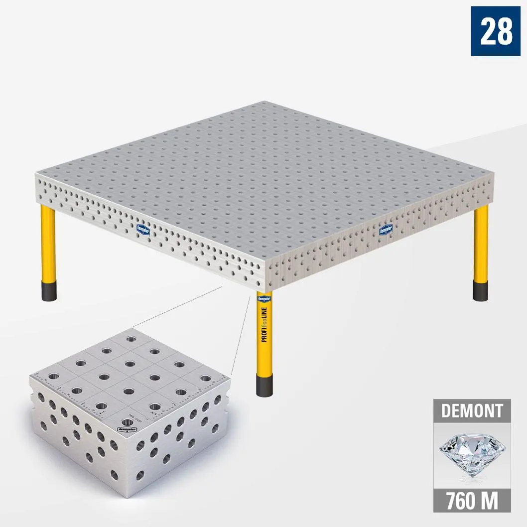 3D Сварочный стол PE28 2000х2000 Азотированный DEMONT 760 M Со стандартными опорами PE28-01006-011
