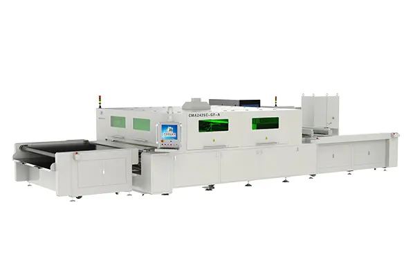 2500 х 2400  СО2 лазерный станок, предназначенный для серийного раскроя подушек безопасности для автомобилей CMA2425C-GF-A