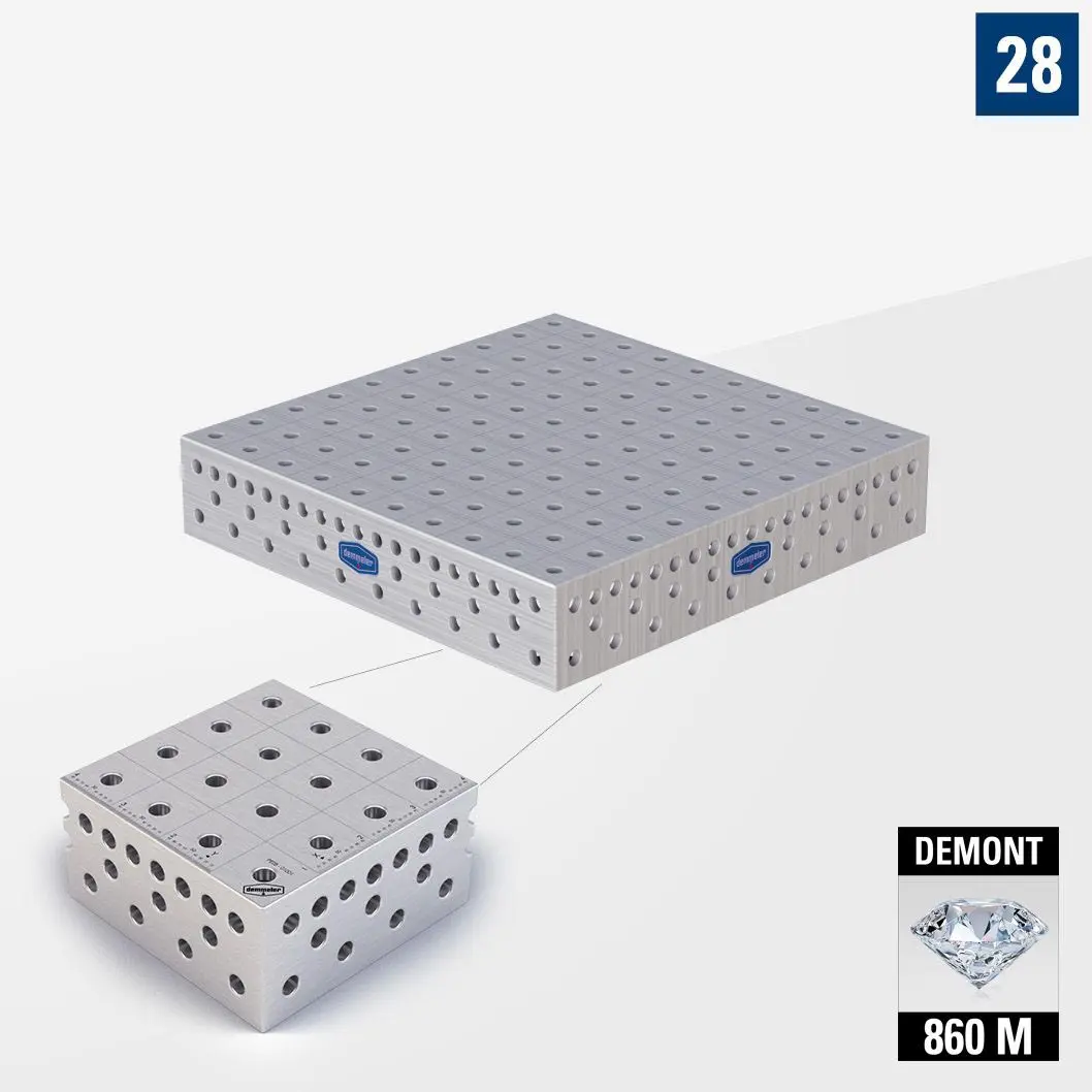 3D Сварочный стол PE28 1000х1000 Азотированный DEMONT 860 M без опор PE28-01001-700
