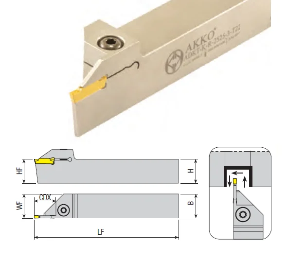 ADKT-K-R/L-1212-3-T15 Державка для обработки канавок 