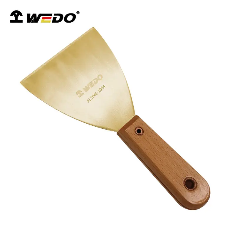 Шпатель-скребок широкий с деревянной рукояткой искробезопасный AL204E-1002