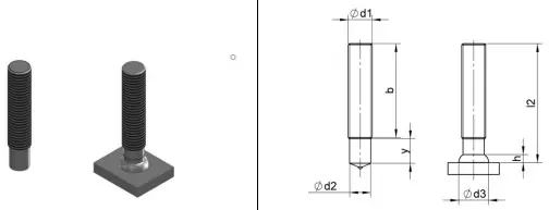 Шпилька резьбовая PD с алюминиевым кончиком Стальная нержавеющая M10x70 Арт. 47-10-070