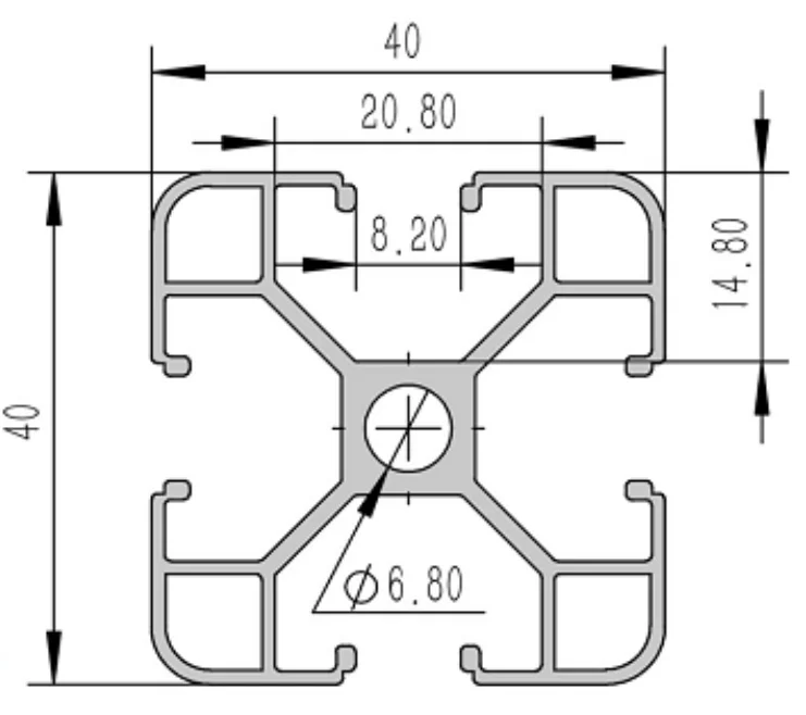 4040-8E Алюминиевый конструкционный профиль анодированный