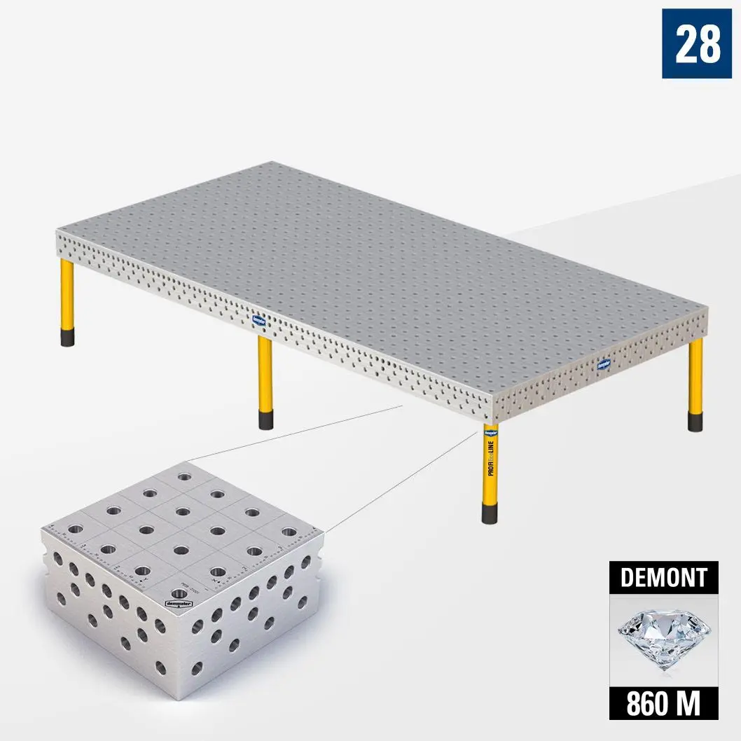 3D Сварочный стол PE28 4000х2000 Азотированный DEMONT 860 M Со стандартными опорами PE28-01005-021