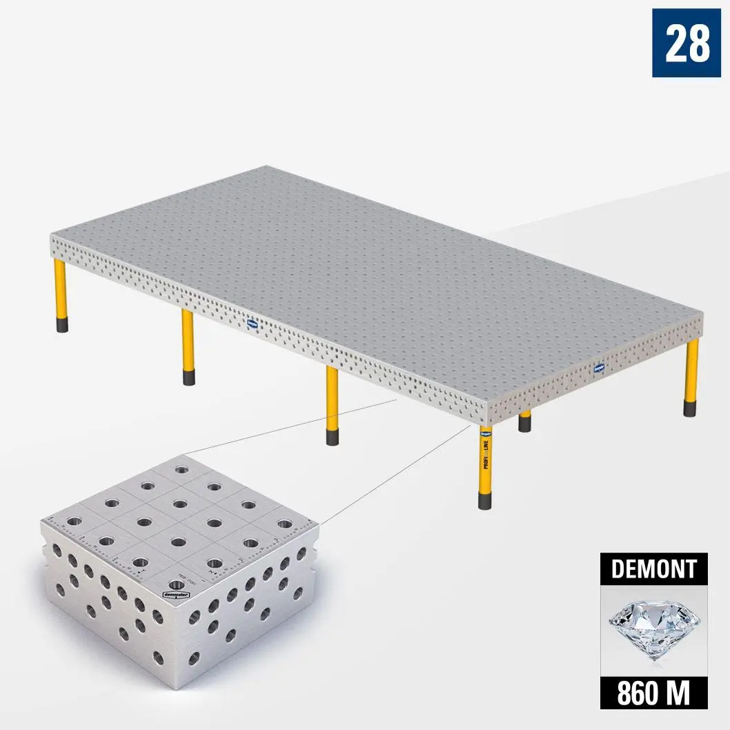 3D Сварочный стол PE28 4800х2400 Азотированный DEMONT 860 M Со стандартными опорами PE28-11085-021