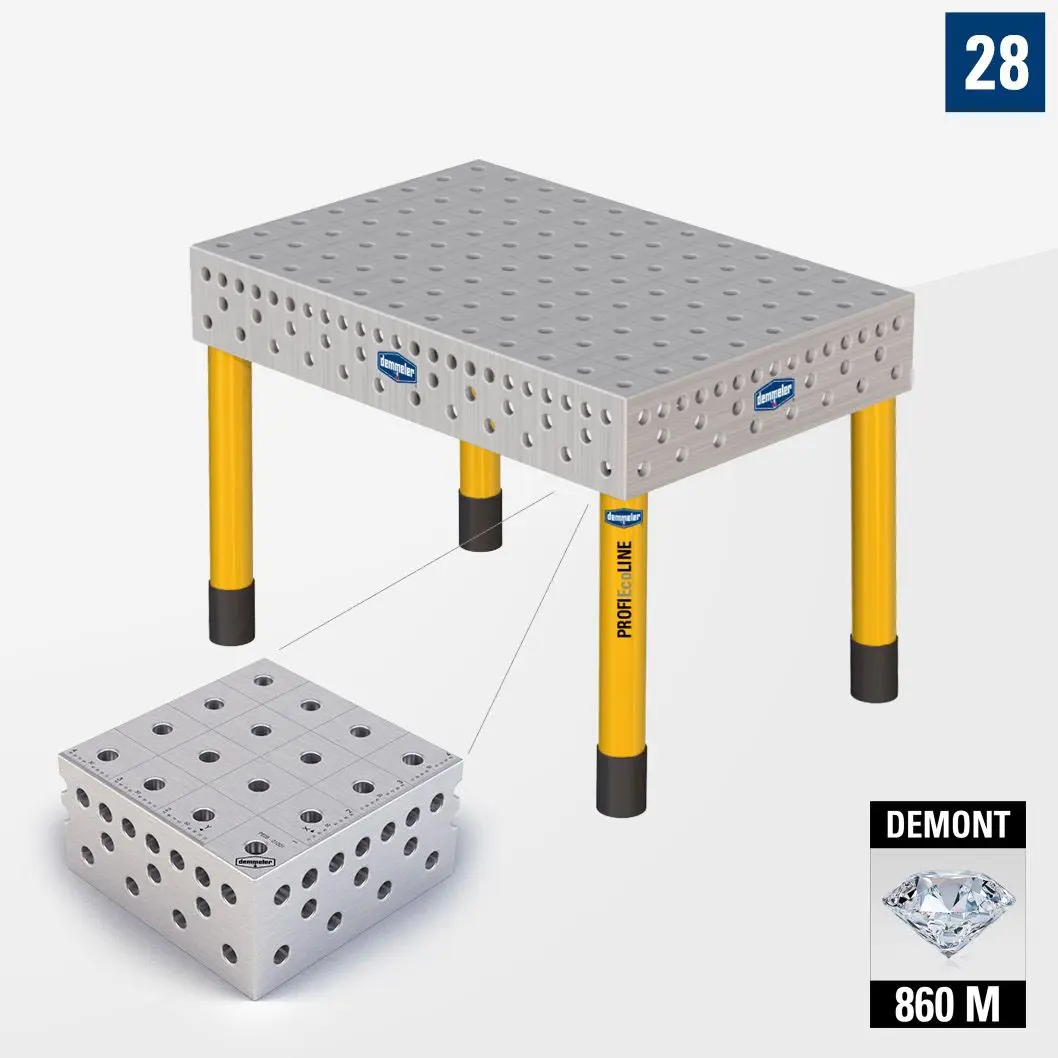3D Сварочный стол PE28 1200х800 Азотированный DEMONT 860 M Со стандартными опорами PE28-11019-021