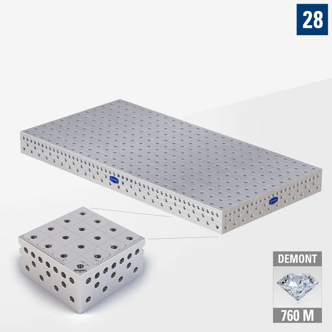 3D Сварочный стол PE28 2400х1200 Азотированный DEMONT 760 M без опор PE28-01003-500