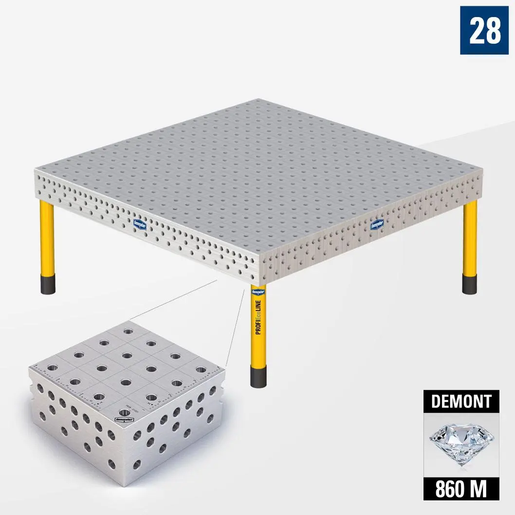 3D Сварочный стол PE28 2000х2000 Азотированный DEMONT 860 M Со стандартными опорами PE28-01006-021