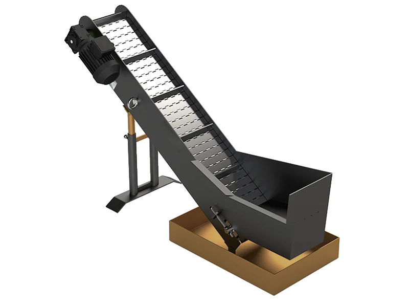 Стальной гусеничный конвейер для транспортировки деталей. Серия IVT-A-A001