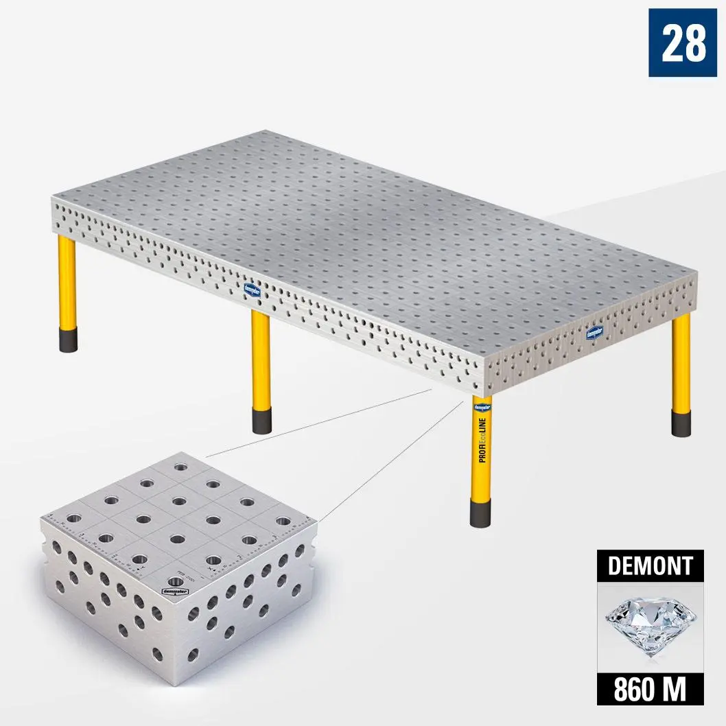3D Сварочный стол PE28 3000х1500 Азотированный DEMONT 860 M Со стандартными опорами PE28-01004-021