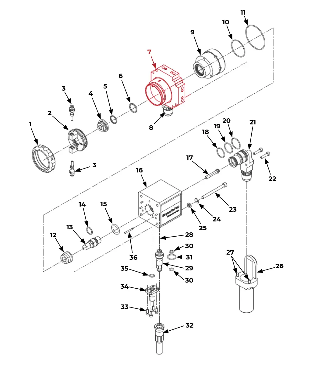IRS-303012 Корпус пистолета передний на Взрыв-схеме плазмотрона SinplexPro-90