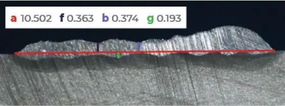 Разрез лазерной наплавки проволокой