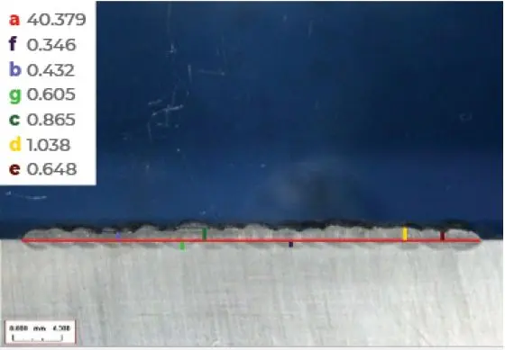Разрез лазерной наплавки проволокой