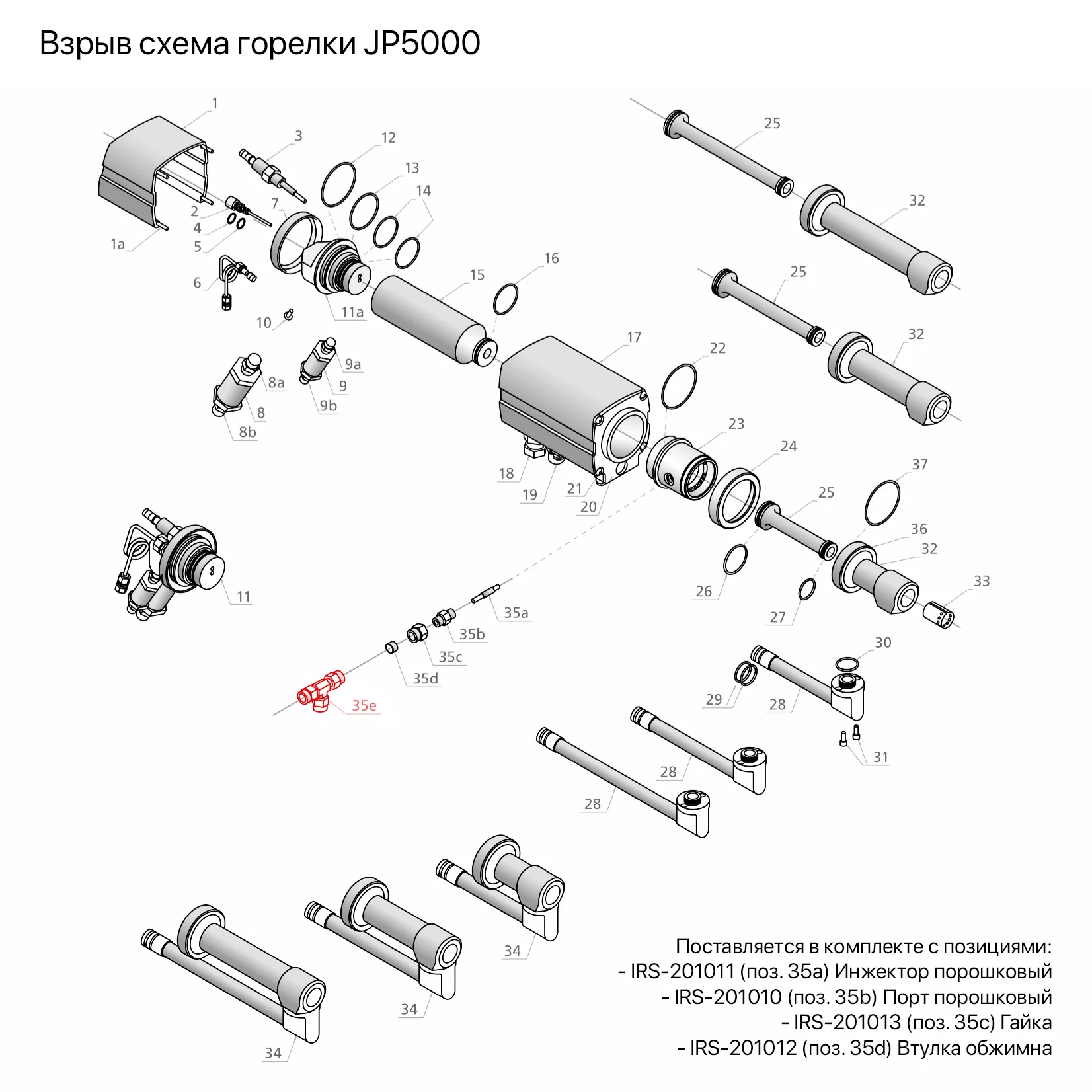 Взрыв-схема горелки JP 5000