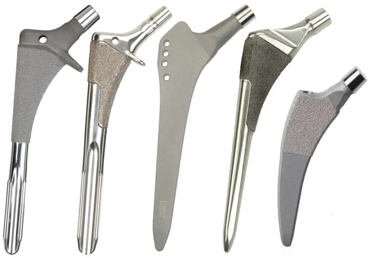 Варианты поверхностей ножек эндопротезов