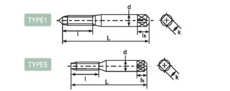 Метчик заостренный со спиральными канавками и длинным хвостовиком DLLS-POT141