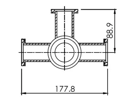 Пятерик с фланцами ISO-K 80, нержавеющая сталь 304L