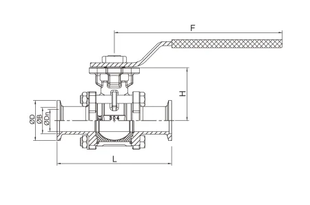 Вакуумный шаровой кран  (размер KF-16)