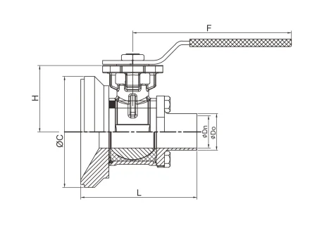 Сварной шаровой кран донный (размер 1,5")