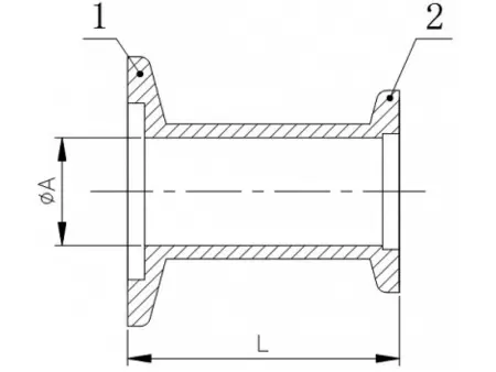 Переходник KF80 - KF40 Цилиндрический (нержавеющая сталь 304)
