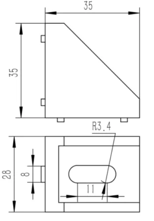 Прямоугольный соединитель усиленный 30х30-8 для алюминиевых профилей, ALF-RC3030-8