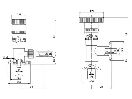 Вакуумный натекатель игольчатый ручной.GW-J200-T/10KF(2) Фланцы T/KF10 Артикул IRV-Р004-005