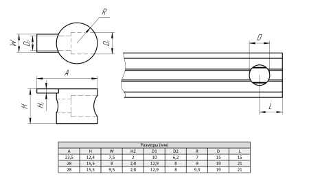 Угловой соединитель встроенного типа для алюминиевых профилей М8, паз 10, ALF-CCM8-10