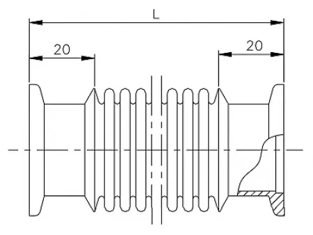 Сильфонный шланг жесткий KF50, L = 800