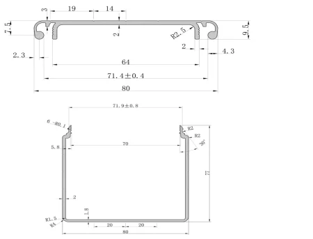 Алюминиевый зажимной защитный профиль анодированный, серия 8080, ALF-PP-8080E