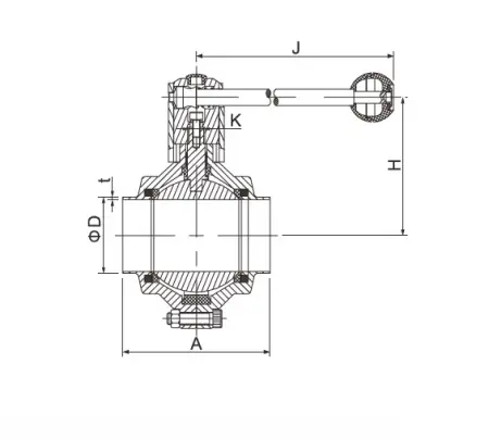 Сварной Дисковый клапан (3A SMS ISO DS) (размер 1¼")