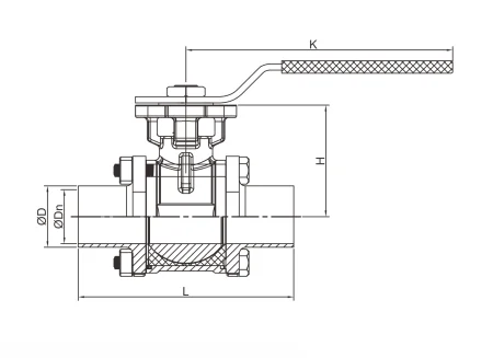 Шаровой кран под сварку (размер DN20 Стандарт DIN)