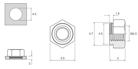 K-NUT М2,5 для 2,0 мм