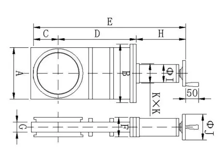 Шиберный затвор высоковакуумный. Ручной Фланец ISO-K160 нержавеющая сталь.