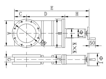 Шиберный затвор высоковакуумный. Ручной Фланец ISO-F63 нержавеющая сталь.