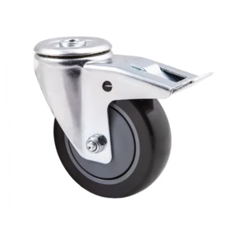 Колесо поворотное D75 мм, отверстие D12 мм, с тормозом, ALF-WB-D75