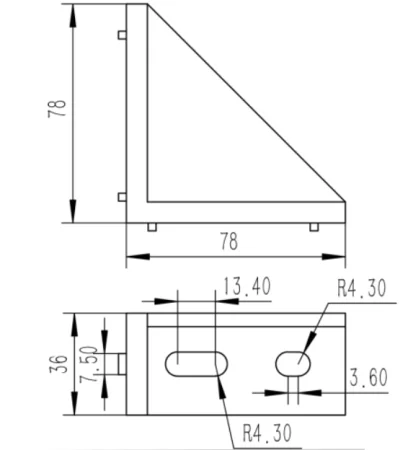Прямоугольный соединитель усиленный 40х80-8 для алюминиевых профилей, ALF-RC4080-8