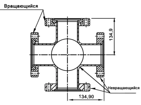 Шестерик с фланцами CF100 нержавеющая сталь SS304