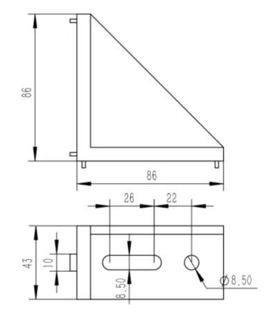 Прямоугольный соединитель усиленный 45х90-10 для алюминиевых профилей, ALF-RC4590-10