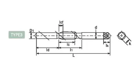 Метчик со спиральными канавками и сверлом DLDR-SFT503