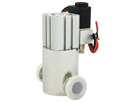 Клапан вакуумный прямоточный  GDQ-40B KF40 Пневматический уплотнение - Сильфонное материал - Нержавеющая сталь 304SS