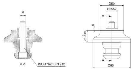 M-2640-801275 Адаптер установочный с наружной резьбой, 80 мм