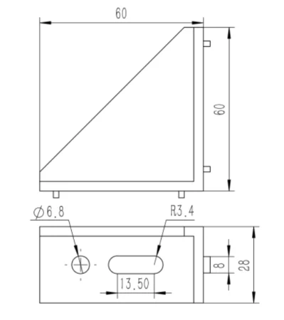 Прямоугольный соединитель усиленный 30х60-8 для алюминиевых профилей, ALF-RC3060-8
