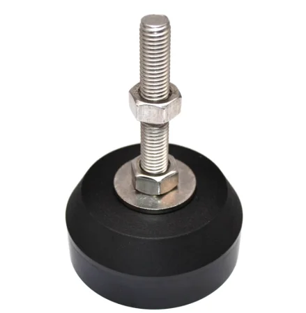 Опора регулируемая для алюминиевых профилей, нейлоновое основание 80 мм, шпилька M16x150, ALF-LA150M12-D80FR